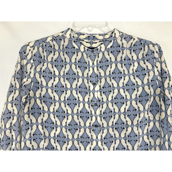 J Crew Siamese Cat Print 100% Silk Artsy Top Blouse Size 6 All Over Print - Picture 2 of 12